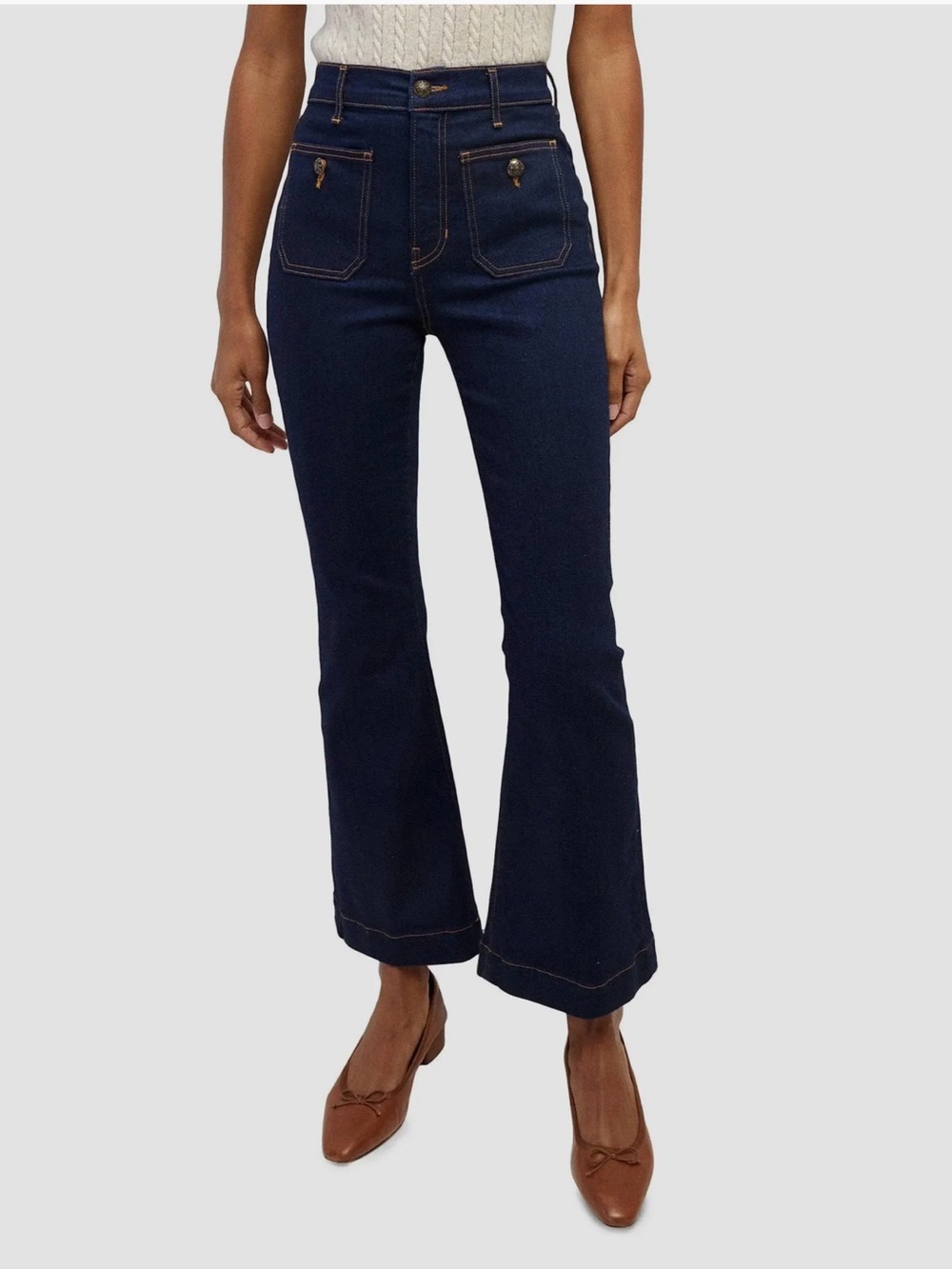 Veronica Beard Dark Indigo High-Rise Flare Jeans